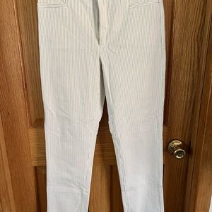 Banana Republic Women's White Pinstripe Trousers